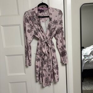 Gloria Vanderbilt Light Pink Short Floral Paisley Robe Size Small